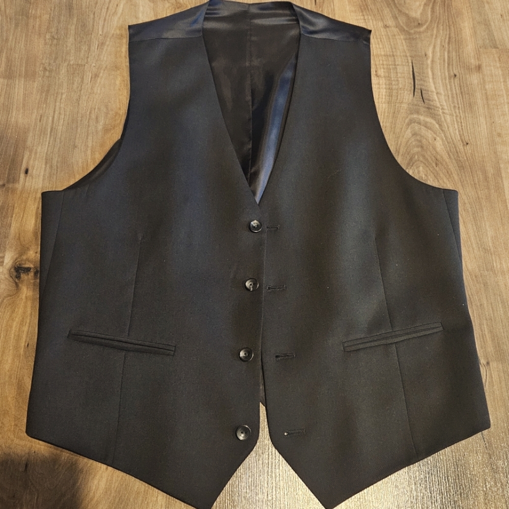 Versace Wool Black Button-Up Vest Waistcoat